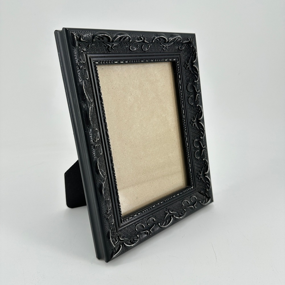 Ornate Shabby Black 5x7 Picture Frame Gothic Scrollwork Tabletop Decor